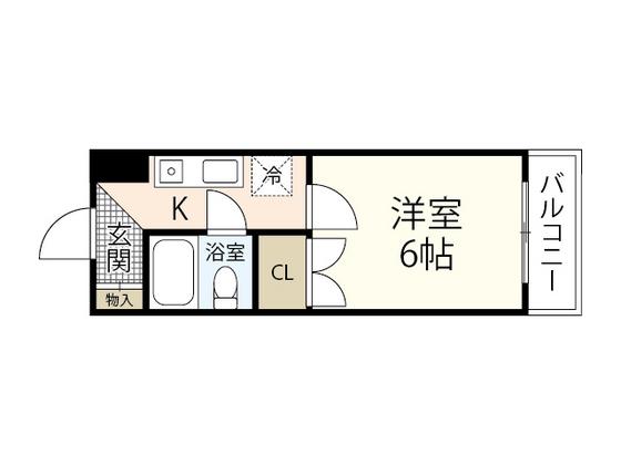 ヴィラブランシュ庚午中(1K/3階)の間取り写真