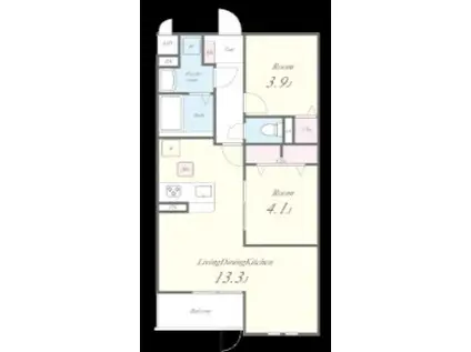 SPREAD HILLS K スプレッドヒルズケイ(2LDK/1階)の間取り写真