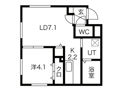 COLORE N15W1(1LDK/4階)の間取り写真