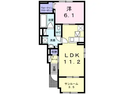 エクセレント・ヴィラ富田A(1LDK/1階)の間取り写真