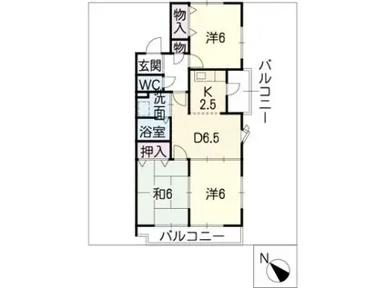 CAESAR PARK I(3DK/1階)の間取り写真