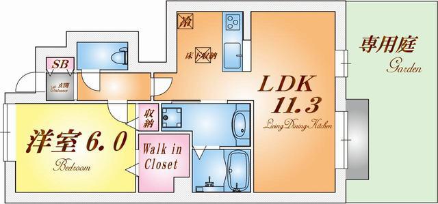 クレールわかば(1LDK/1階)の間取り写真