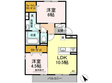 ユナイテッド フィールズ(2LDK/3階)の間取り写真