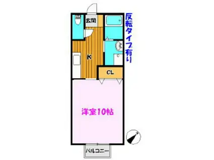レインボーハイツ(1K/2階)の間取り写真