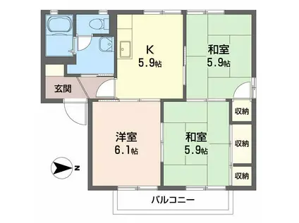 クレセント・トウヨウ A棟(3K/2階)の間取り写真