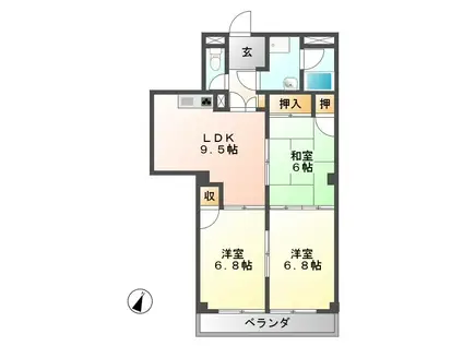 ウェイクフォレストプレイス(3LDK/4階)の間取り写真