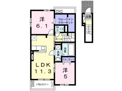 サニープレイス(2LDK/2階)の間取り写真