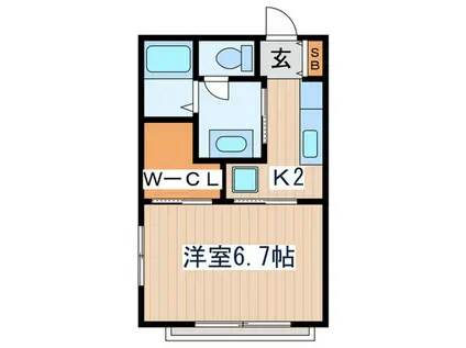 マルブライト(1K/1階)の間取り写真