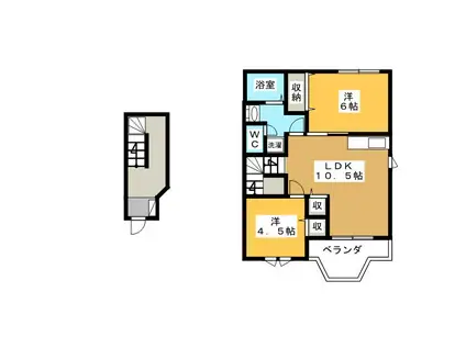 ニュークレストールかかみ野A(2LDK/2階)の間取り写真