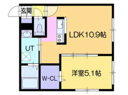 プレミアイスト エヌドット43(1LDK/2階)の間取り写真
