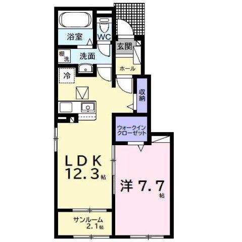 ジリータC(1LDK/1階)の間取り写真