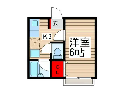バーナルヒルズⅡA・B(1K/1階)の間取り写真