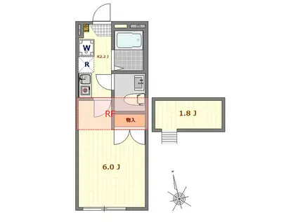 ラクシュミーキクナ(1K/2階)の間取り写真