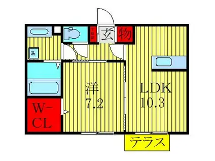 CREA FLEUR(1LDK/1階)の間取り写真