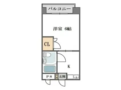 ドミールあさひ(1K/4階)の間取り写真