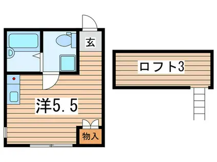 エスポワール立場(ワンルーム/2階)の間取り写真
