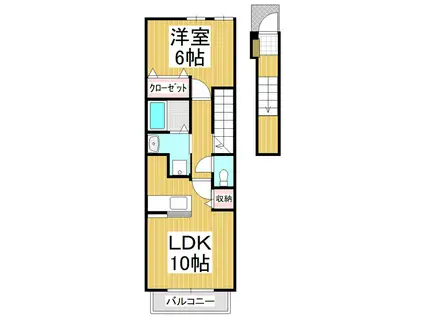 イーストファーム(1LDK/2階)の間取り写真