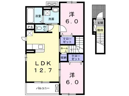 フルール(2LDK/2階)の間取り写真