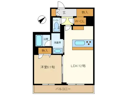 ドエルアーバンII(1LDK/2階)の間取り写真