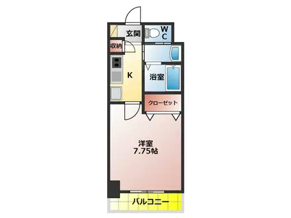 リヴィックスマンション(1K/4階)の間取り写真