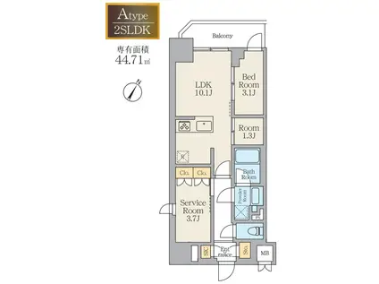 アルヴィス川崎(2SLDK/8階)の間取り写真