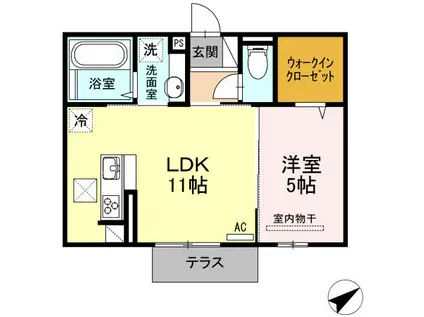 ムーンラヴァース(1LDK/1階)の間取り写真
