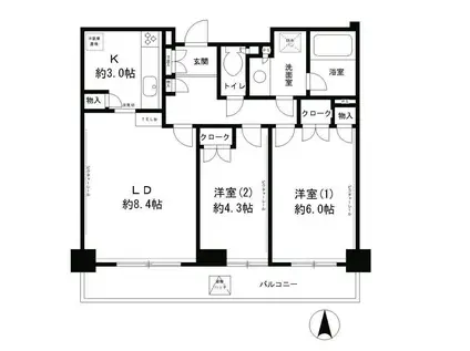 ラフィーネ阿佐谷(2DK/7階)の間取り写真