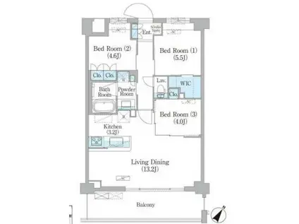 NIIYA平和台(3LDK/2階)の間取り写真