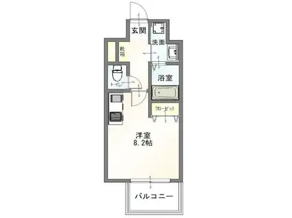 SQUARE箱崎(ワンルーム/6階)の間取り写真