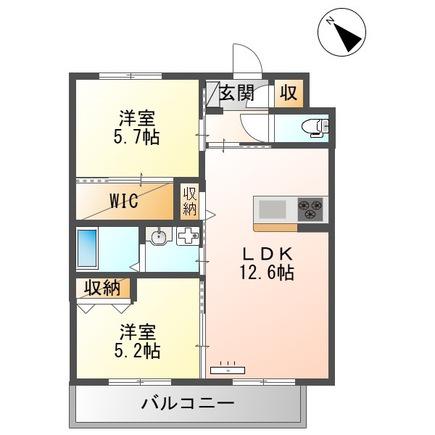 SUN PEARL HILLS(2LDK/5階)の間取り写真