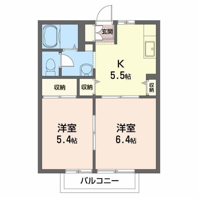 ディーセントB(2K/2階)の間取り写真