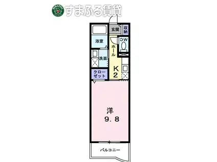 グリーンメゾン(1K/2階)の間取り写真