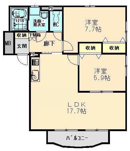 FIELD COURT(2LDK/3階)の間取り写真