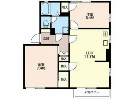 リゾナーレB(2LDK/1階)の間取り写真