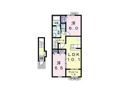 レジデンス町北III(2LDK/2階)の間取り写真