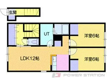 CASALABO東野幌(2LDK/2階)の間取り写真