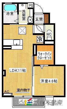 サンドハウス B棟(1LDK/1階)の間取り写真