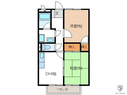 サンサープラスI(2DK/1階)の間取り写真