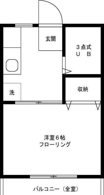 サンハイツオーク(1K/2階)の間取り写真