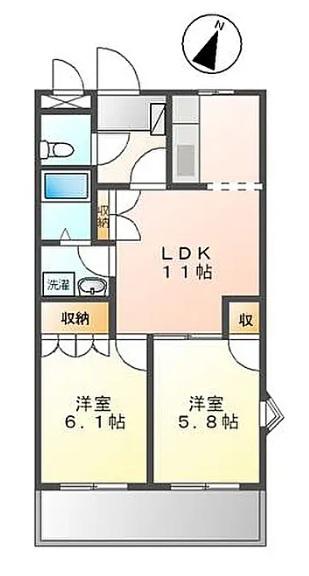 グランドールわらしな川(1LDK/1階)の間取り写真