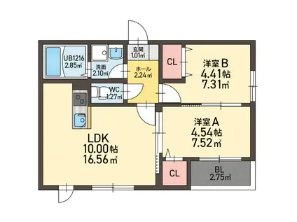 西町AP(2LDK/1階)の間取り写真