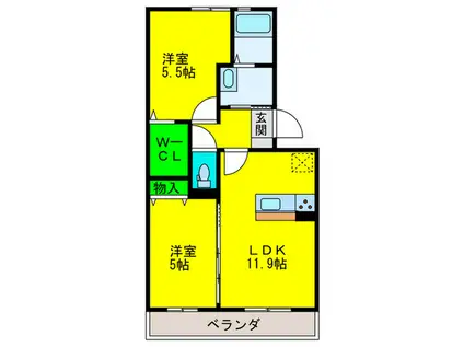 セピアコート鳳(2LDK/1階)の間取り写真