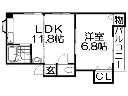 ビラネージュ香里(1LDK/3階)の間取り写真