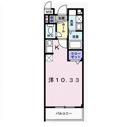 レジデンスブライト(ワンルーム/1階)の間取り写真
