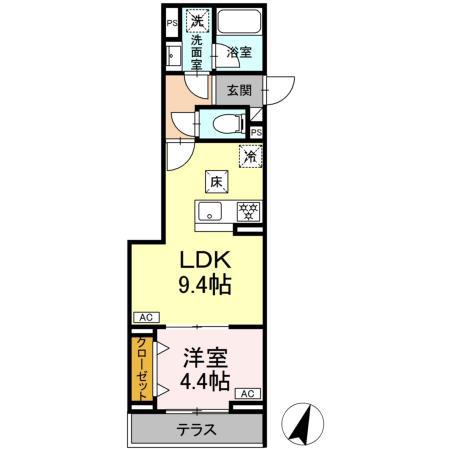 セレスティア中央 II(1LDK/1階)の間取り写真