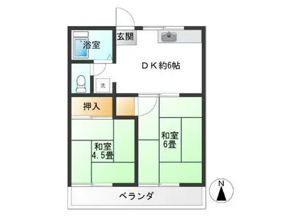 第二はなぶさコーポ(2DK/1階)の間取り写真