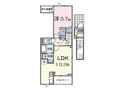 ヒカルサ西大宮(1LDK/2階)の間取り写真