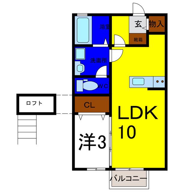 ヴィラセゾン III(1LDK/2階)の間取り写真