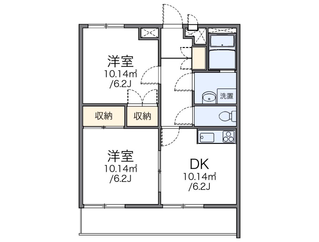レオパレスプランタン参番館(2DK/1階)の間取り写真