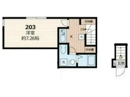 VINOSITY船橋前原(1K/2階)の間取り写真